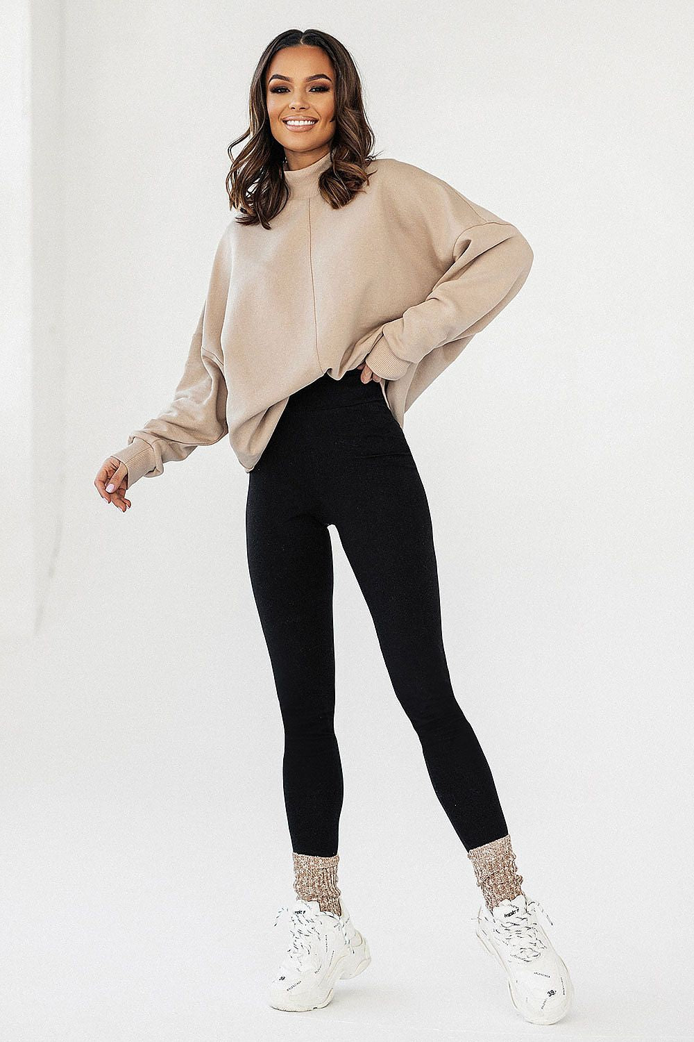   Bluza Damska Model Simple D27 Beige - IVON 