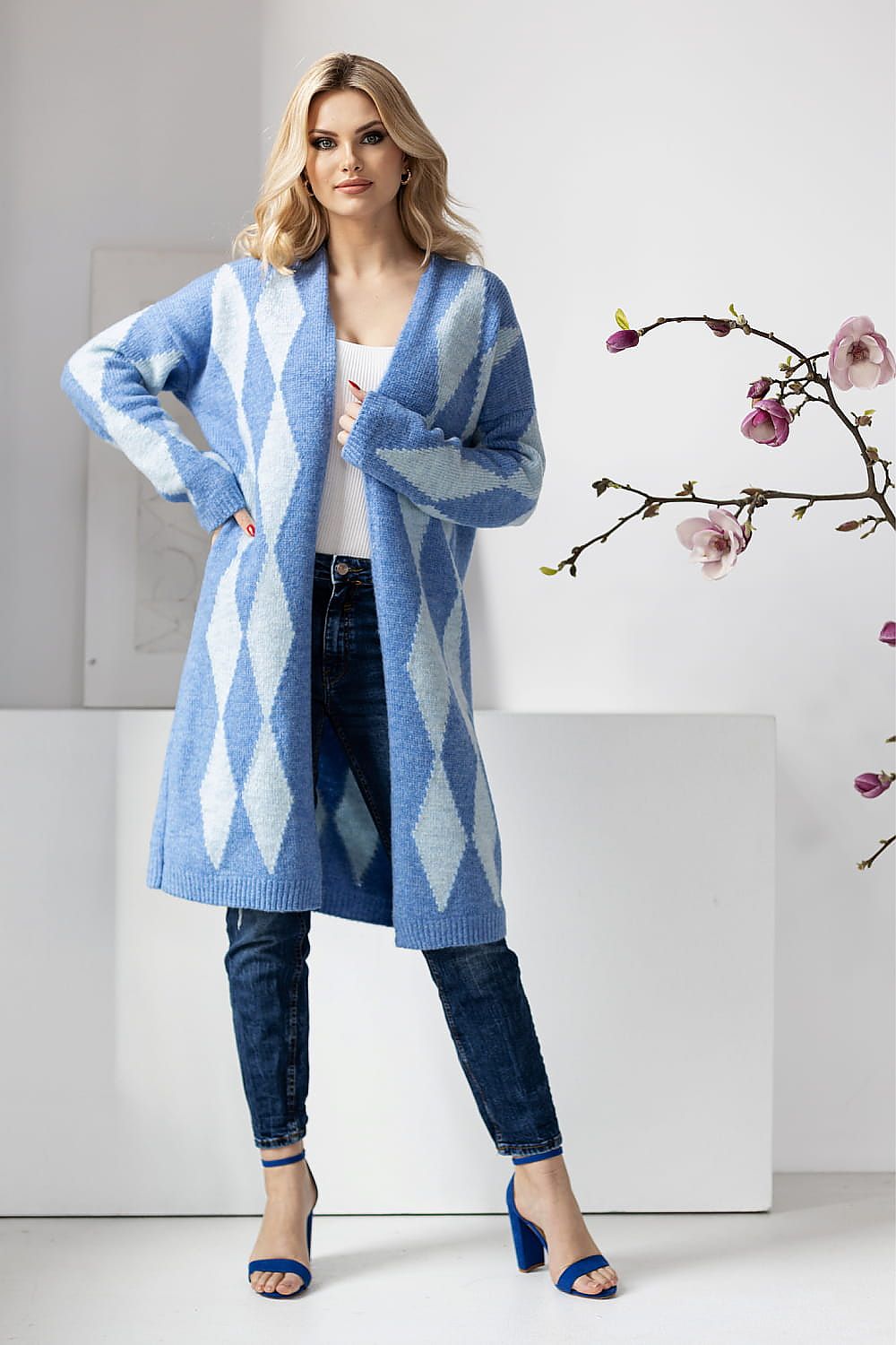  Sweter Kardigan Model 30092 Blue - PeeKaBoo 