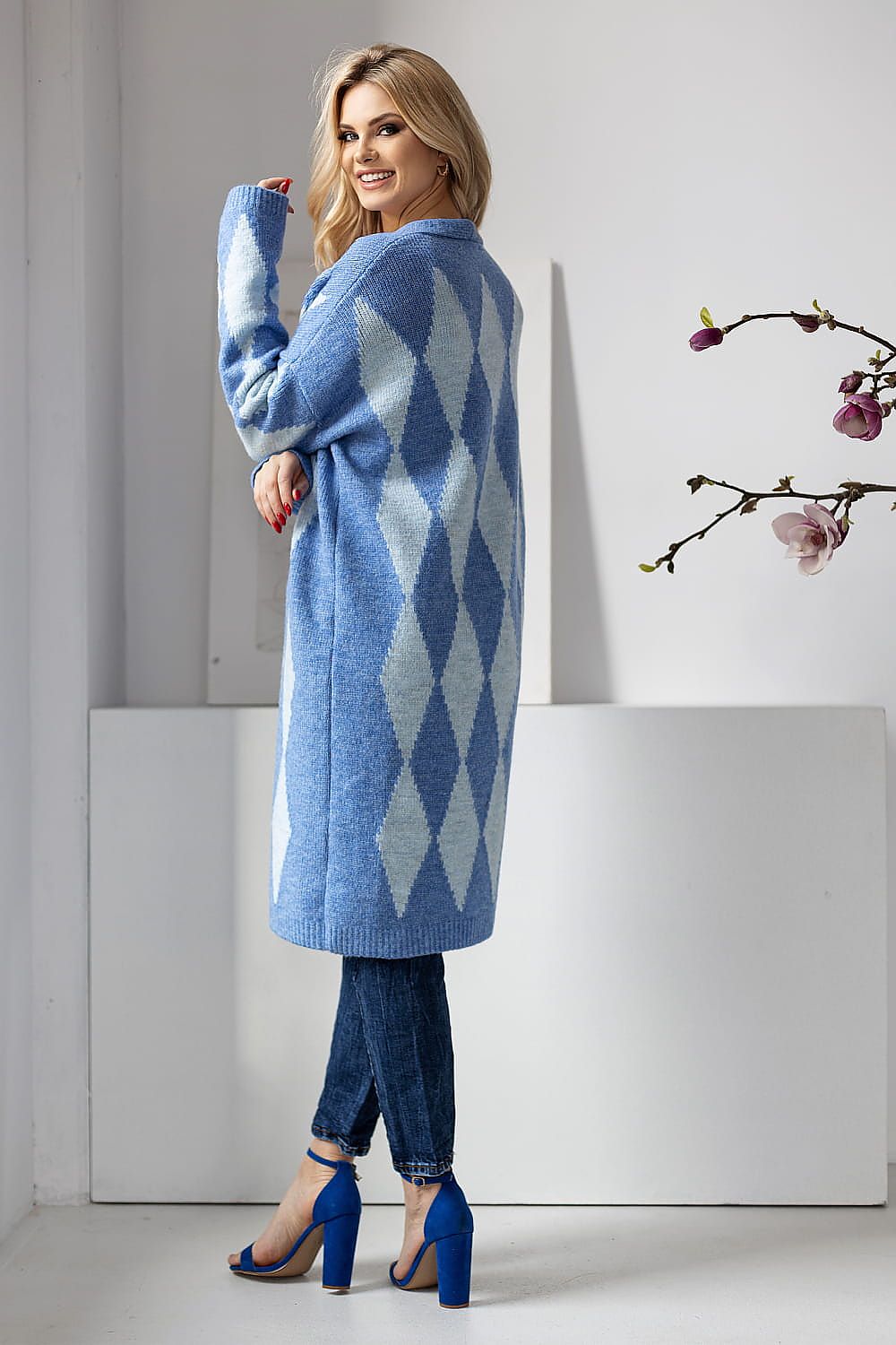  Sweter Kardigan Model 30092 Blue - PeeKaBoo 
