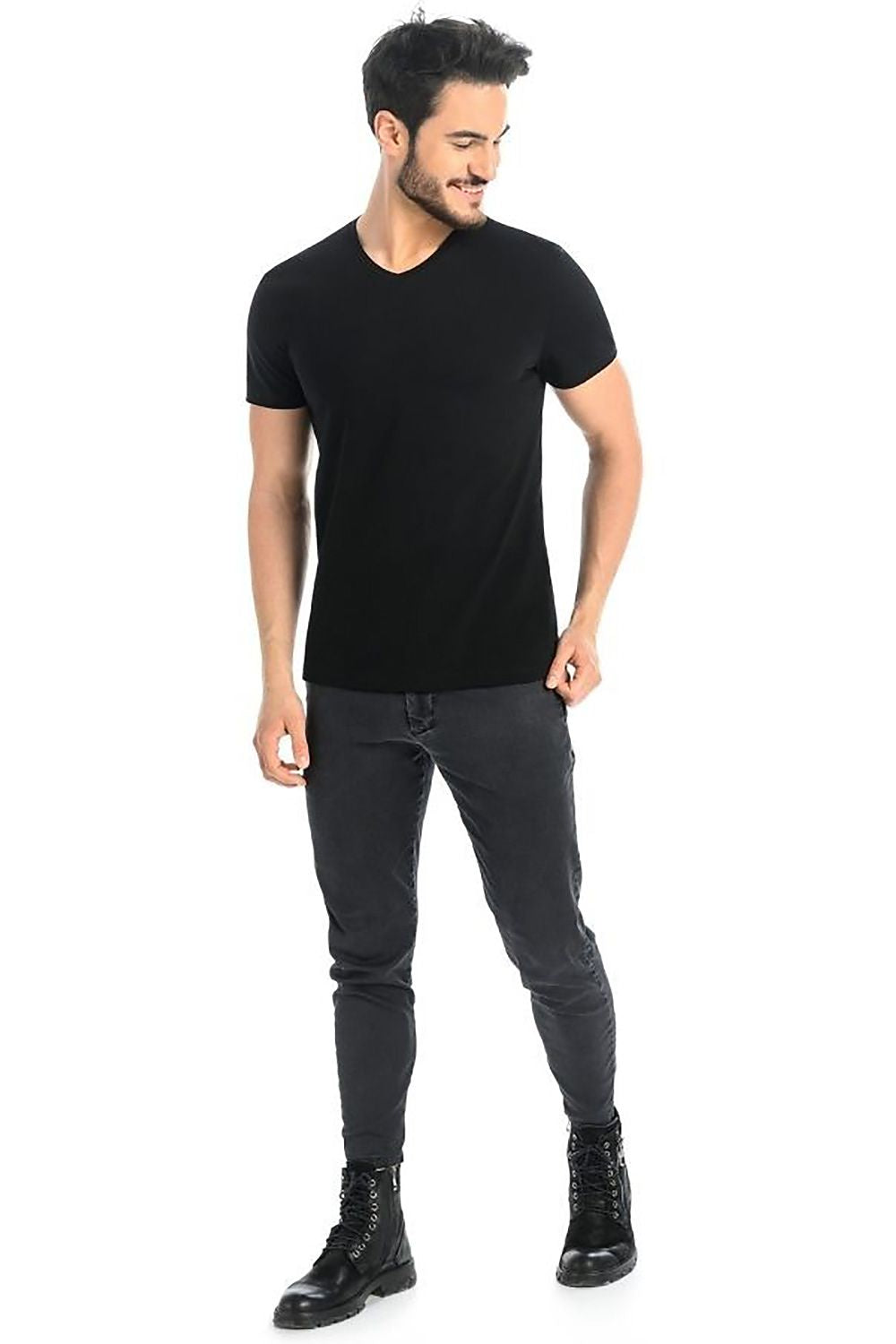   T-shirt Męski Model Dany V 1503 Black - Teyli 