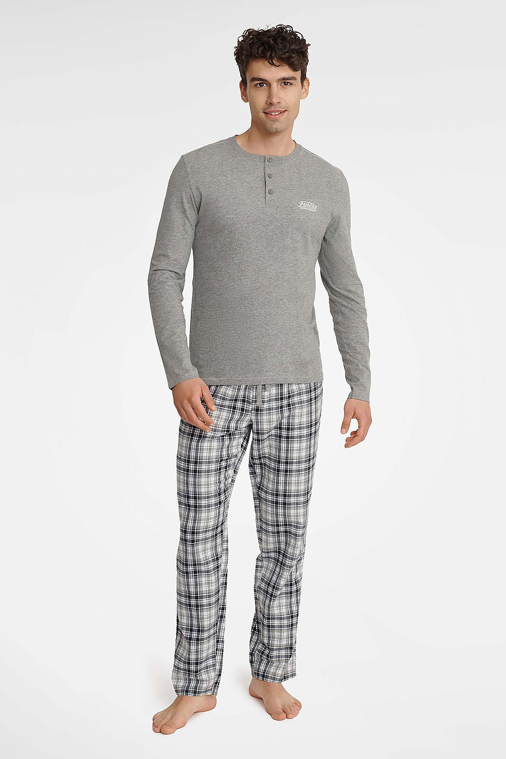   Piżama Męska Model Usher 40946-90X Grey Melange - Henderson 
