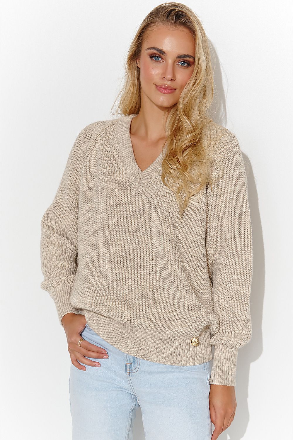   Sweter Damski Model S140 Beige Melange - Makadamia 