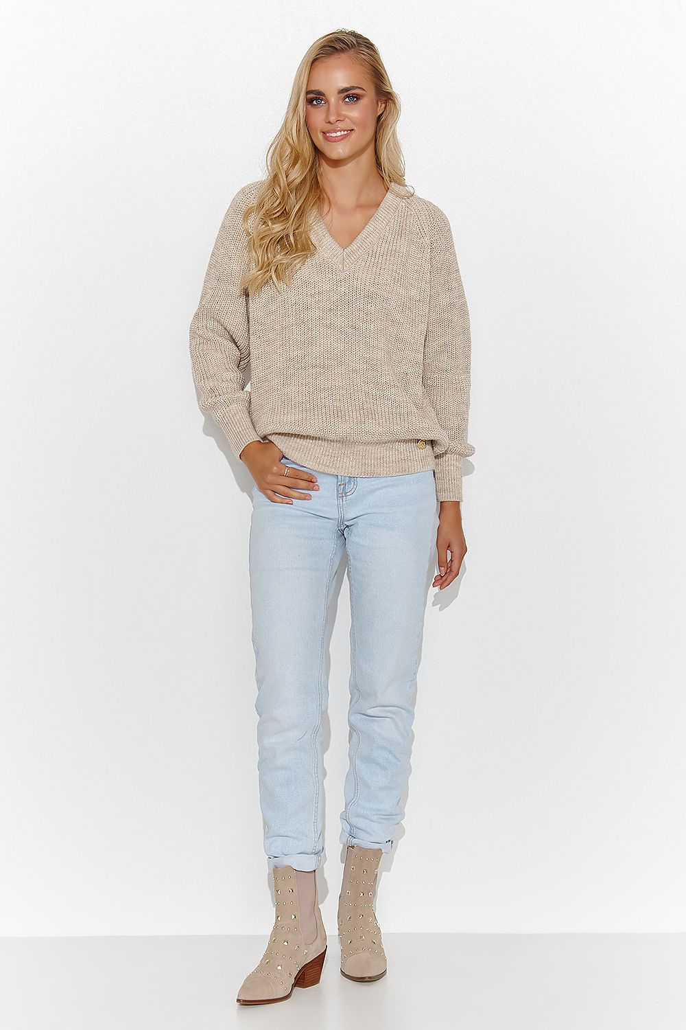   Sweter Damski Model S140 Beige Melange - Makadamia 