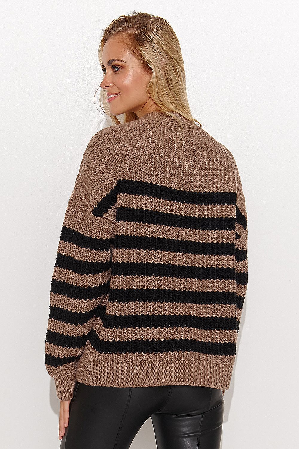  Sweter Damski Model S139 Cappuccino/Black - Makadamia 