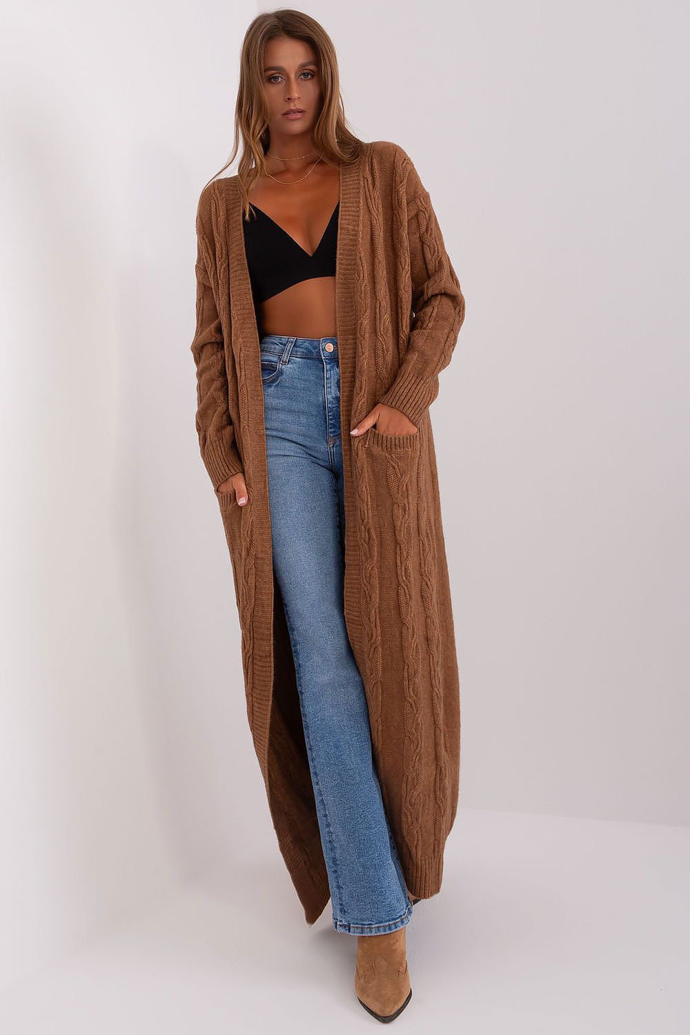  Sweter Kardigan Model AT-SW-2395.30 Brown - AT 