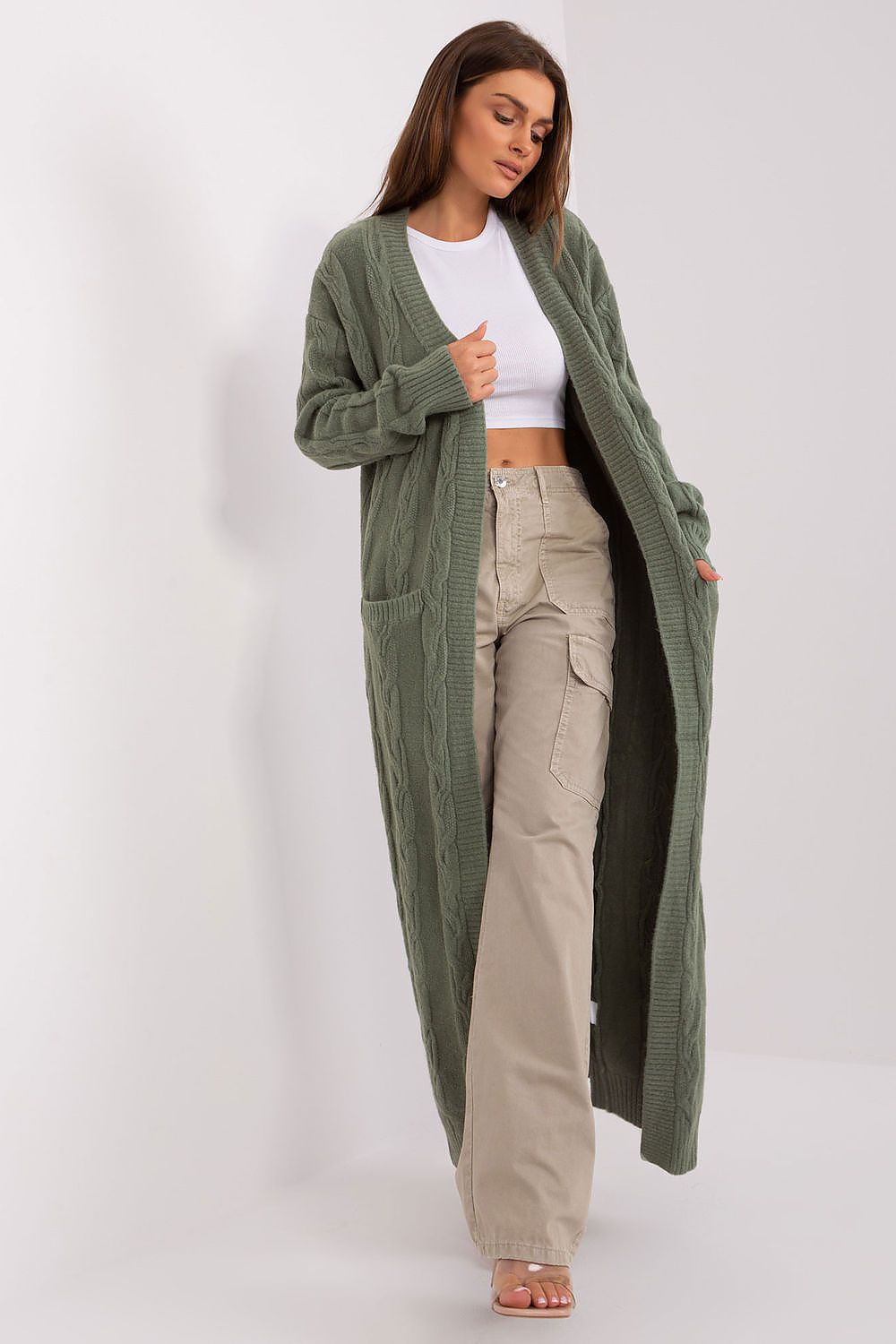  Sweter Kardigan Model AT-SW-2395.30 Khaki - AT 
