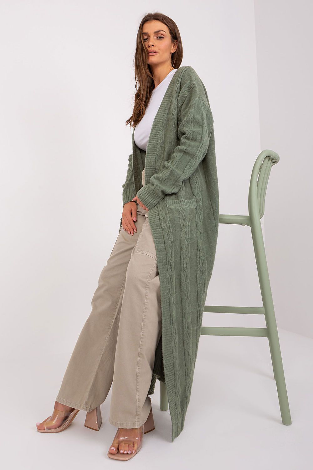  Sweter Kardigan Model AT-SW-2395.30 Khaki - AT 