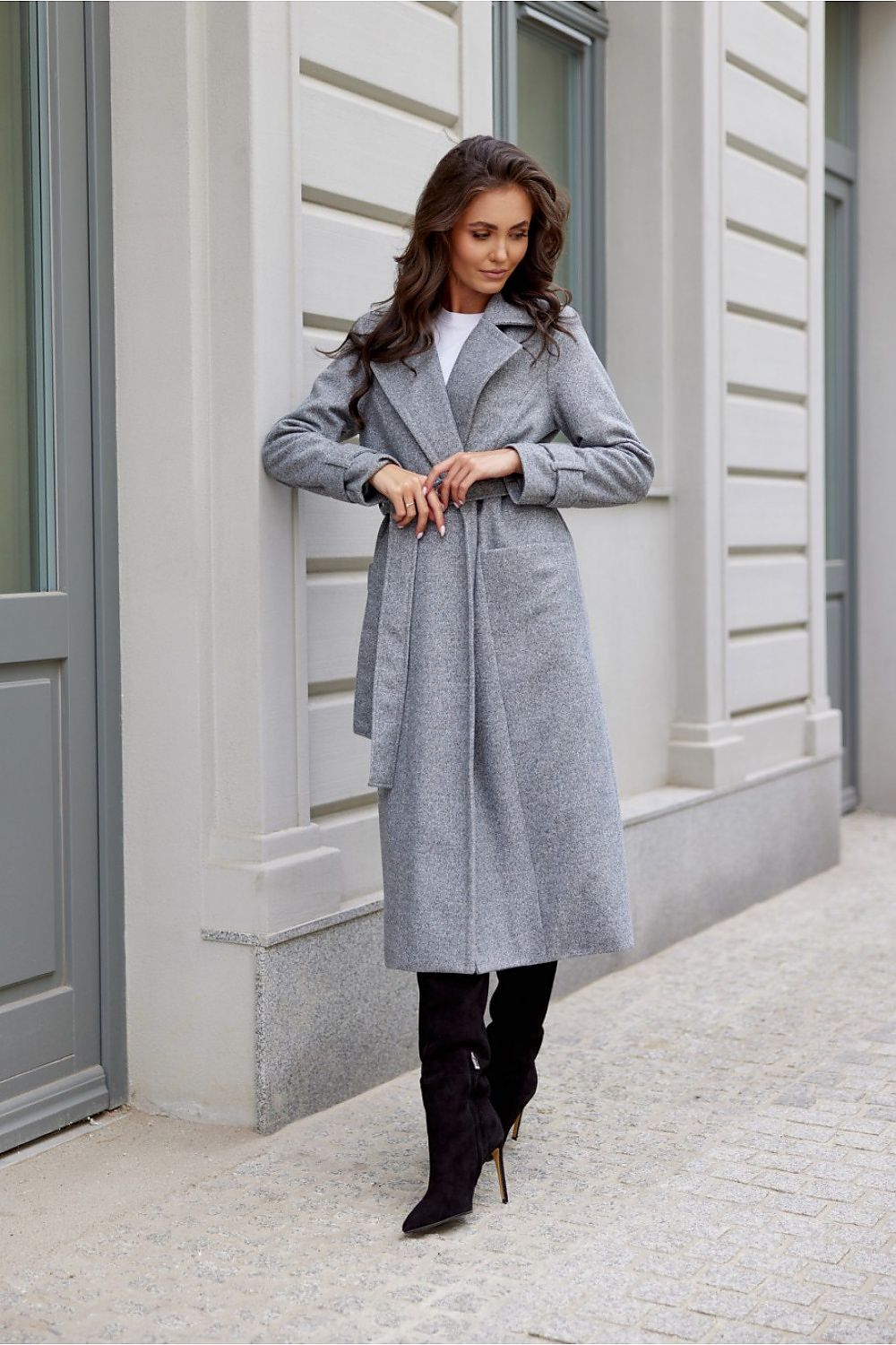   Płaszcz Damski Model Sovan SZA PLA0035 Grey - Roco Fashion 