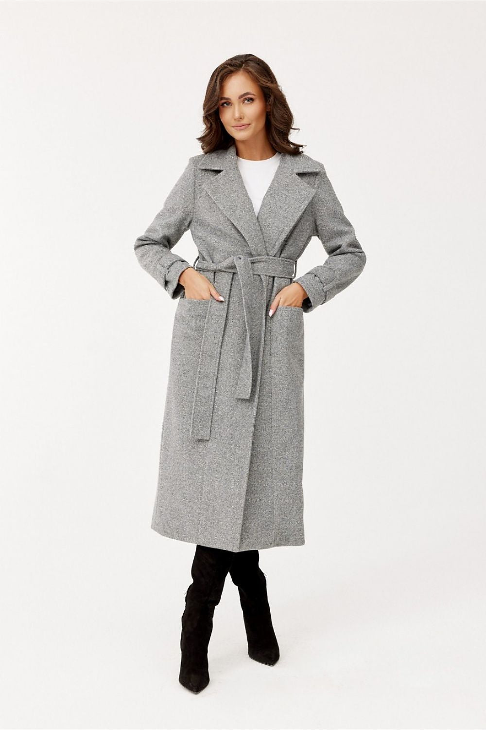   Płaszcz Damski Model Sovan SZA PLA0035 Grey - Roco Fashion 