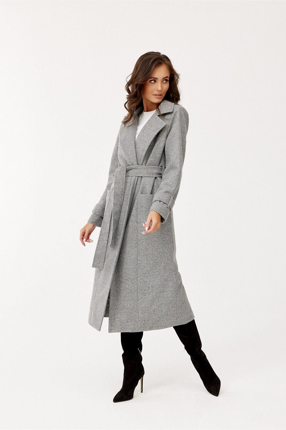   Płaszcz Damski Model Sovan SZA PLA0035 Grey - Roco Fashion 