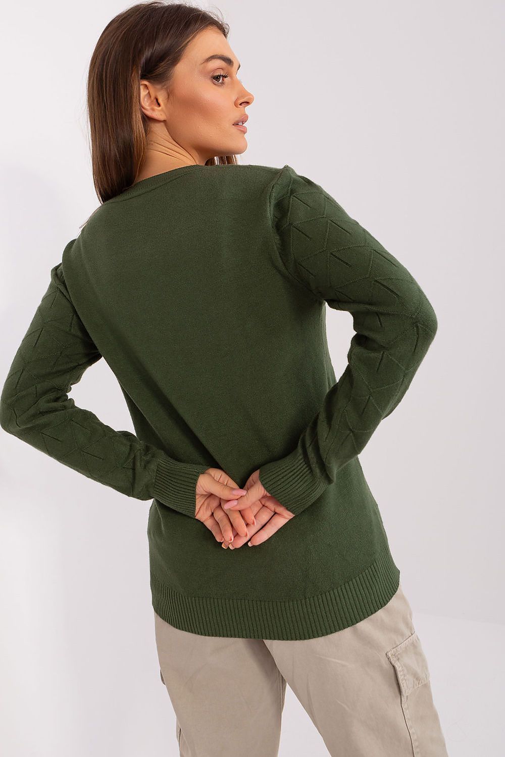   Sweter Damski Model AT-SW-232901.25X Khaki - AT 