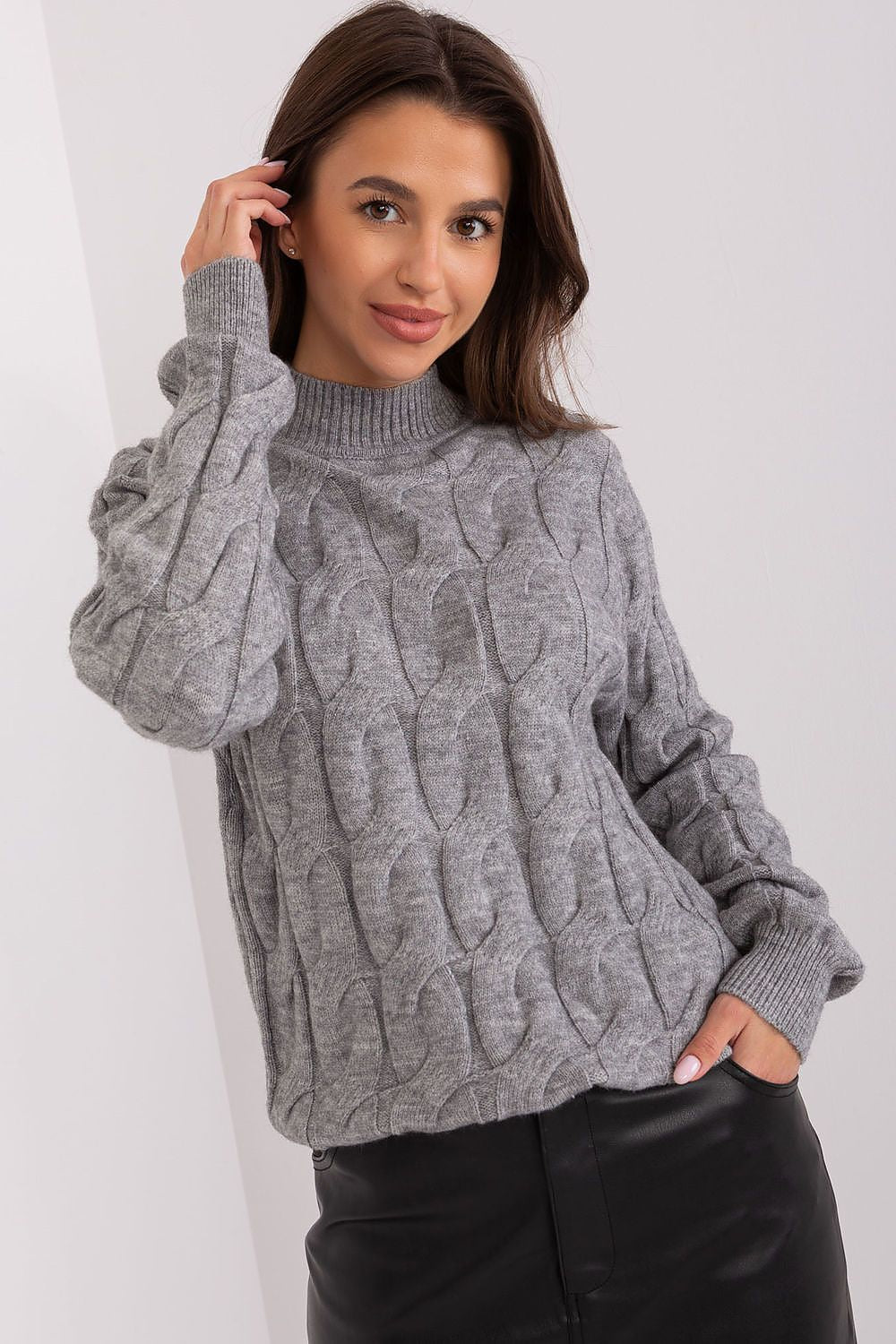   Sweter Damski Model AT-SW-2235.00P Dark Grey - AT 