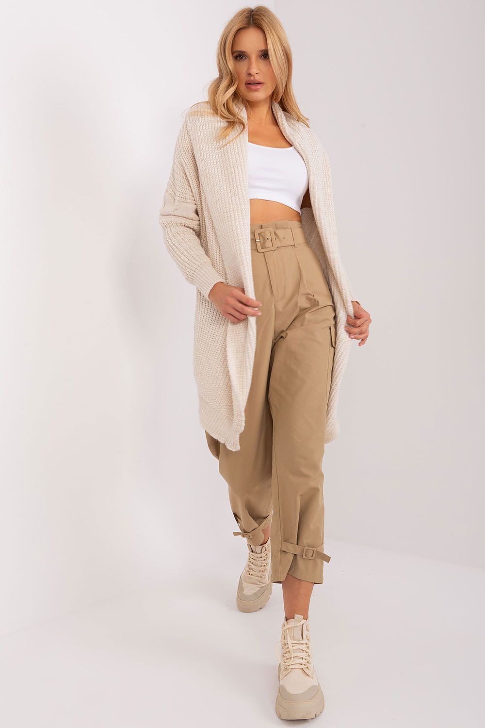  Sweter Kardigan Model TW-SW-BI-305.99P Light Beige - Och Bella 