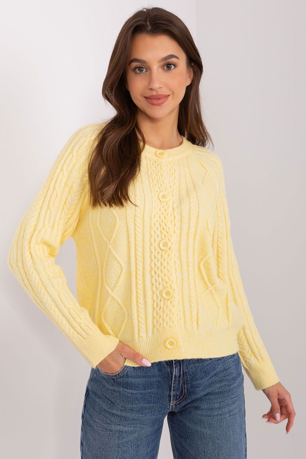  Sweter Damski Model AT-SW-2346-2.99P Light Yellow - AT 