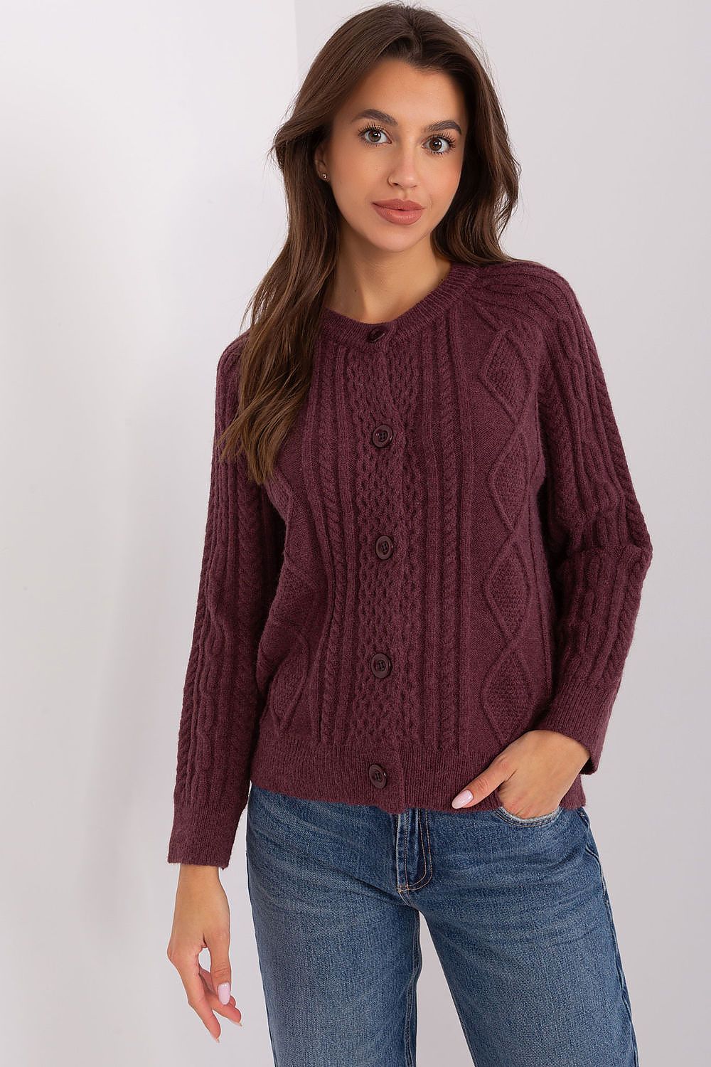  Sweter Damski Model AT-SW-2346-2.99P Dark Violet - AT 