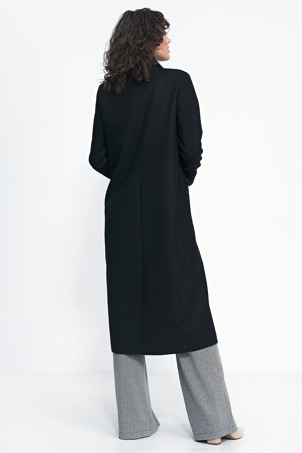   Czarny płaszcz oversize PL20 Black - Nife 