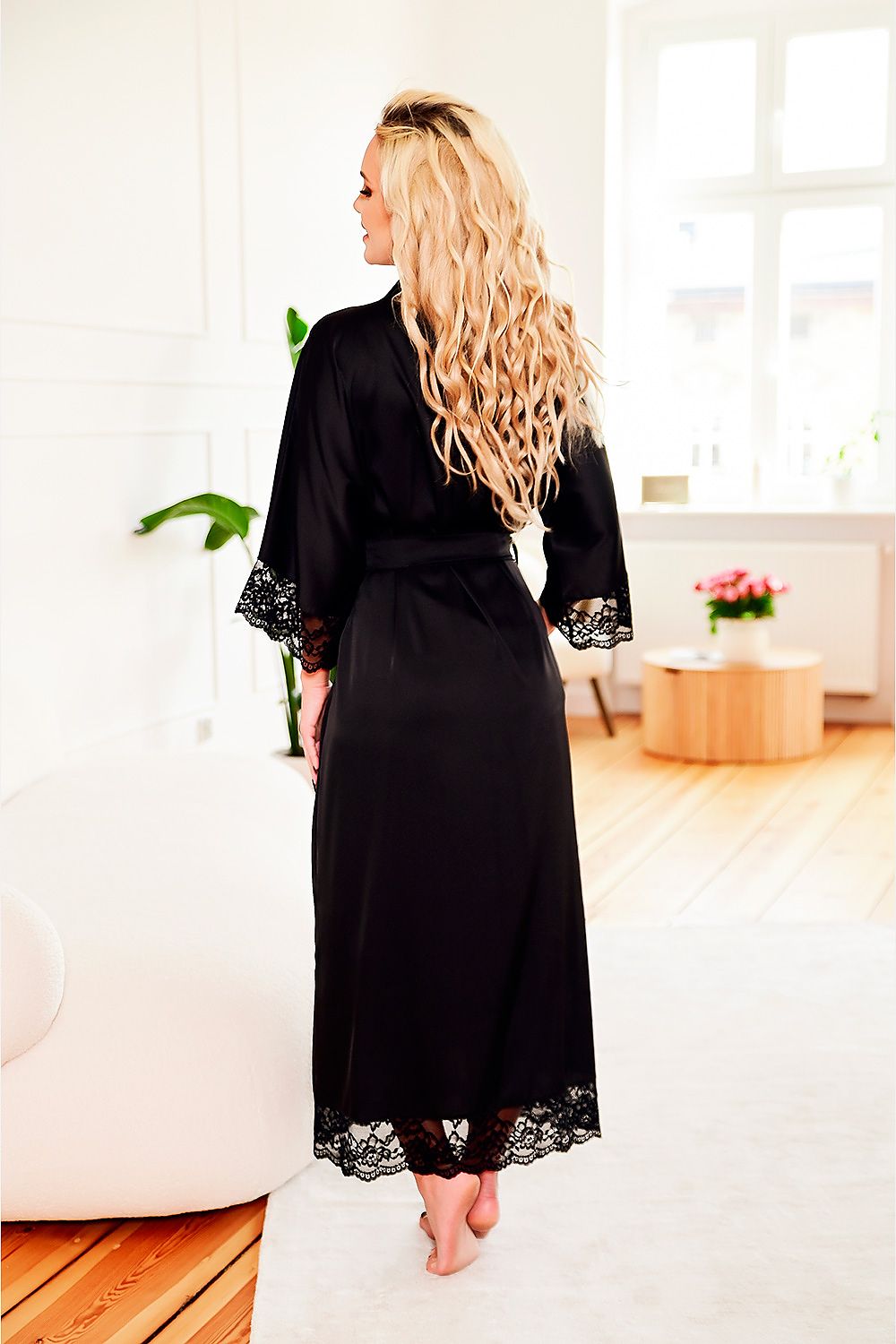  Szlafrok Podomka Model Sumatra satyna Black - Kalimo 
