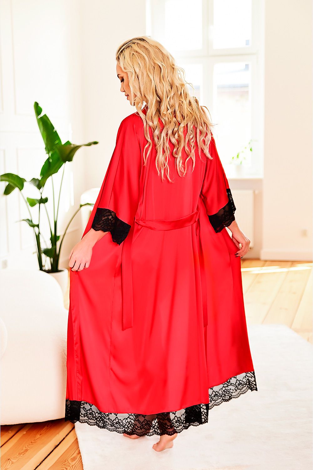  Szlafrok Podomka Model Sumatra satyna Red - Kalimo 