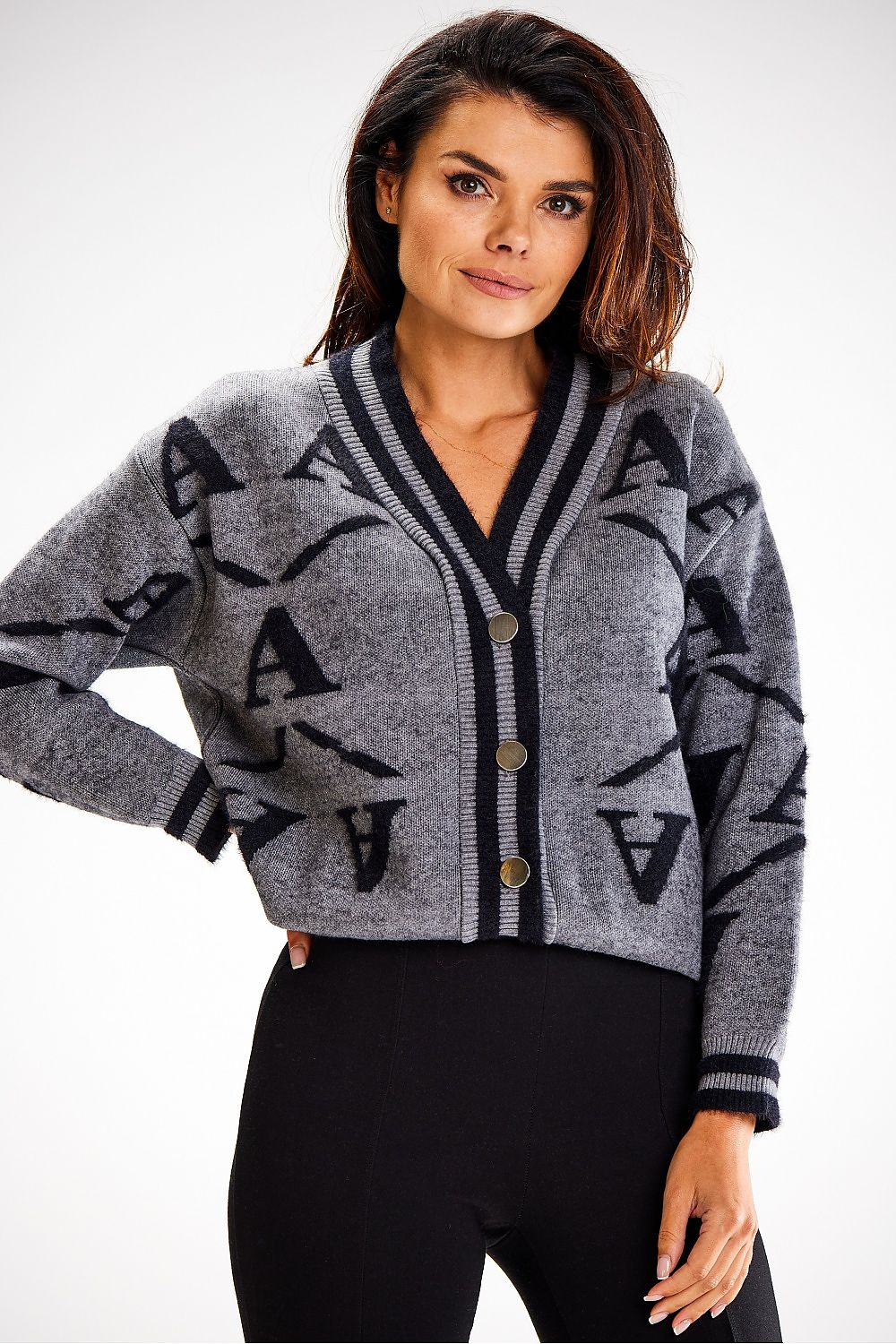  Sweter Damski Model A614 Grey - awama 