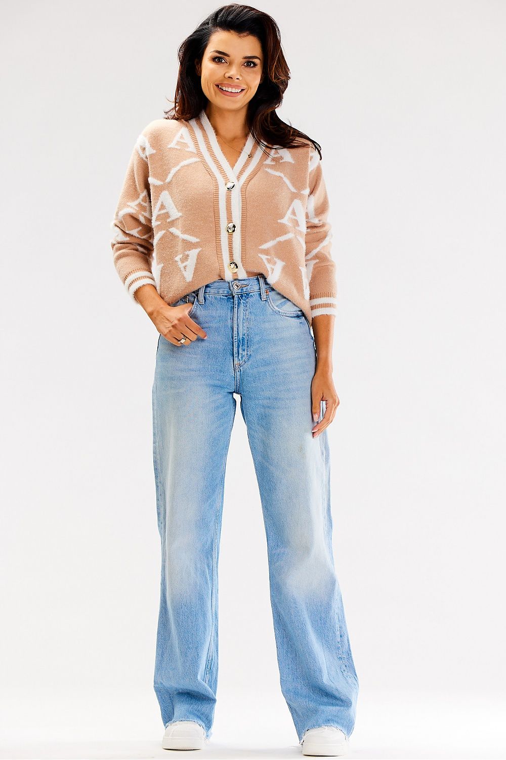  Sweter Damski Model A614 Beige - awama 